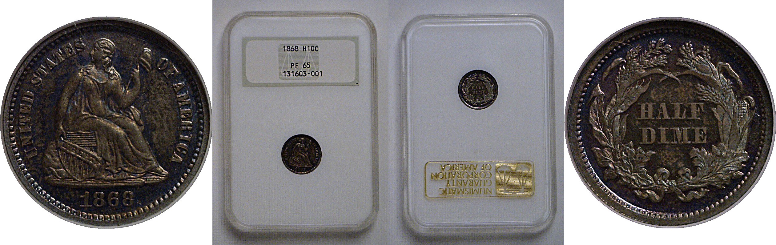 1868 Seated Liberty Half Dime   NGC PF-65