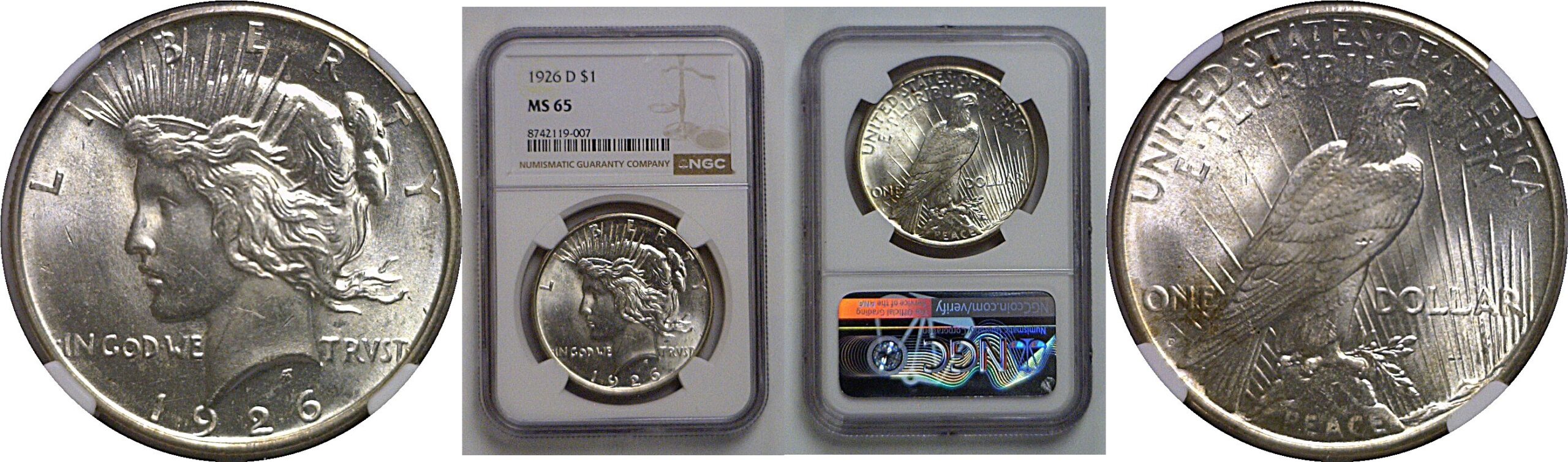 1926-D Peace Dollar   NGC MS-65