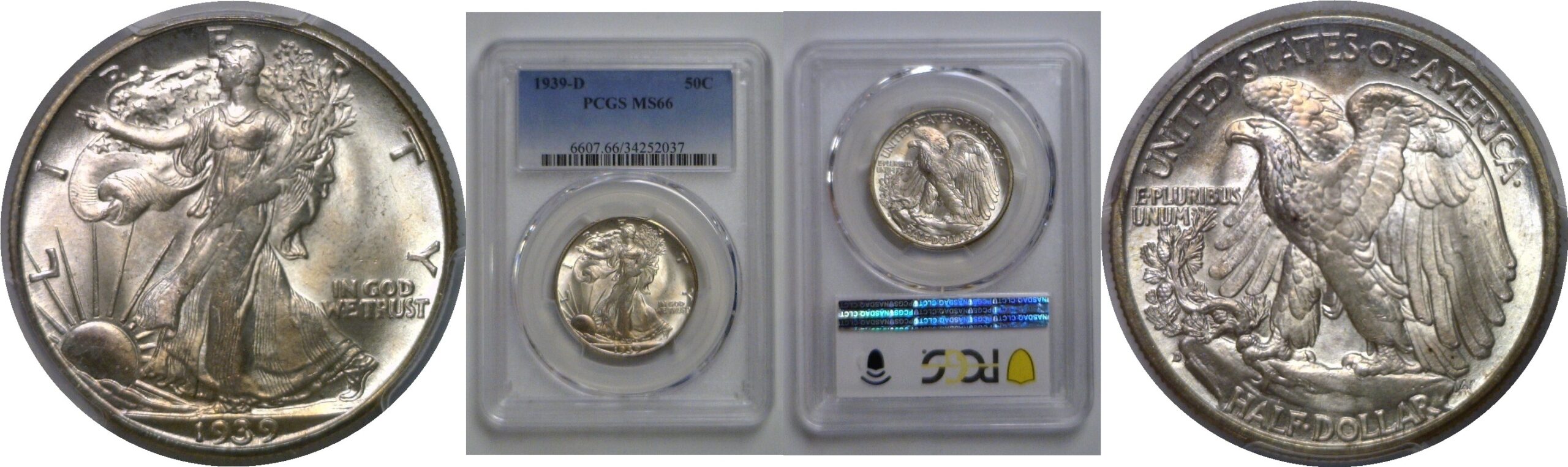 1939-D Walking Liberty Half Dollar    PCGS MS-66