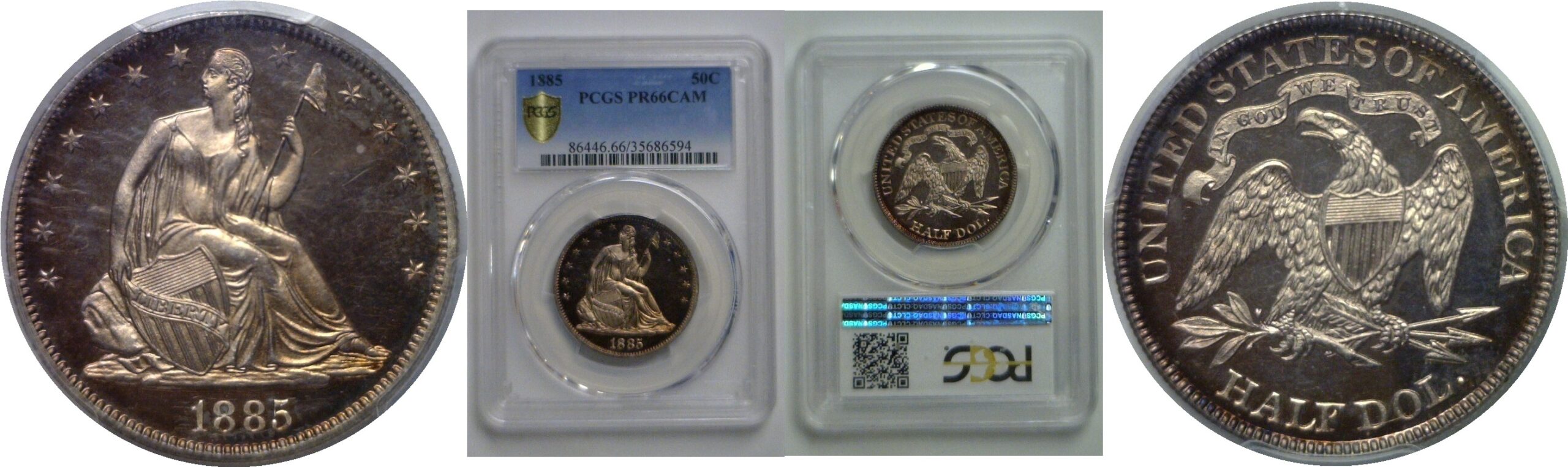1885 Seated Liberty Half Dollar   PCGS PR-66 CAM