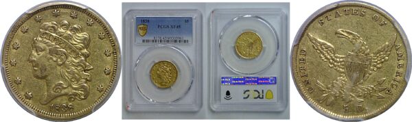 1838 $5 Classic   PCGS XF-45