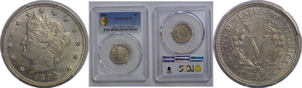 1892 Liberty Nickel   PCGS AU-58
