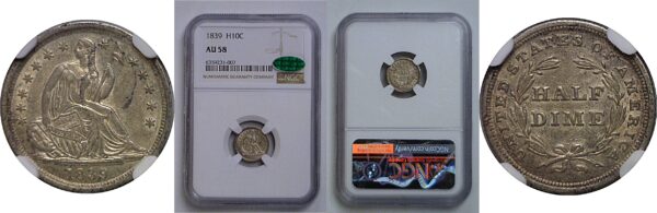 1839 Seated Liberty Half Dime   NGC AU-58  CAC