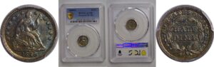 1849/6 Seated Liberty Half Dime   PCGS AU-58
