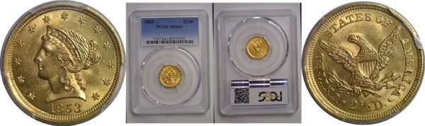 1853 $2 1/2 Liberty   PCGS MS-64+