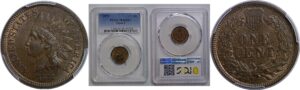 1873 Open 3  Indian Head Cent   PCGS MS-62 BN