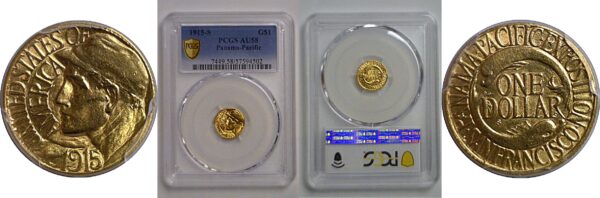 1915-S $1 Panama-Pacific Gold Commemorative    PCGS AU-58