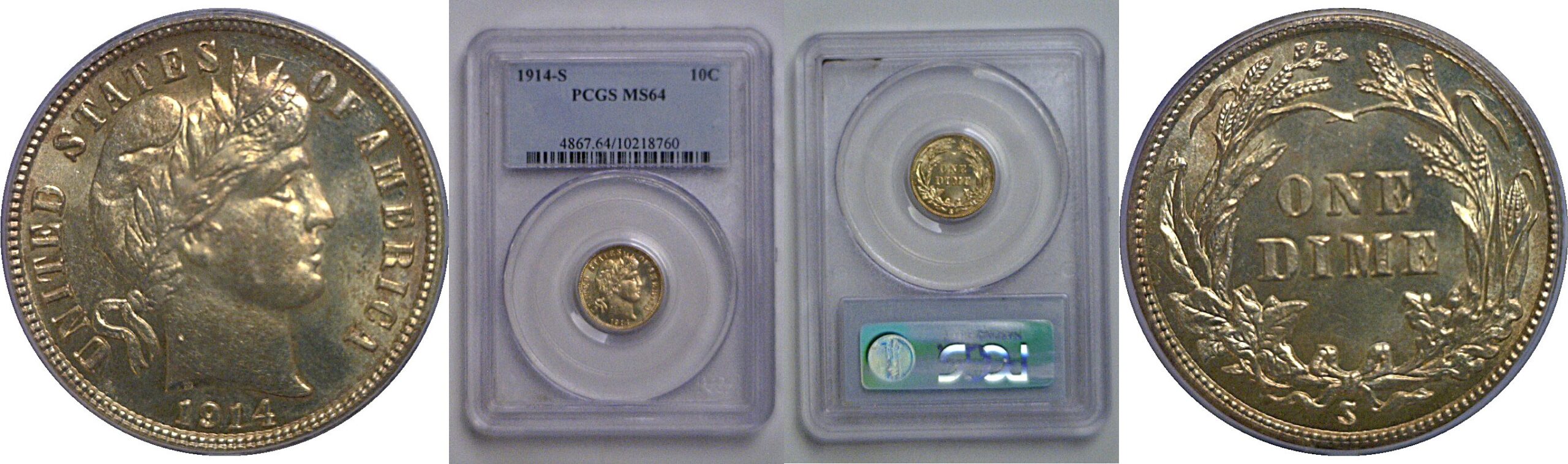 1914-S Barber Dime   PCGS MS-64