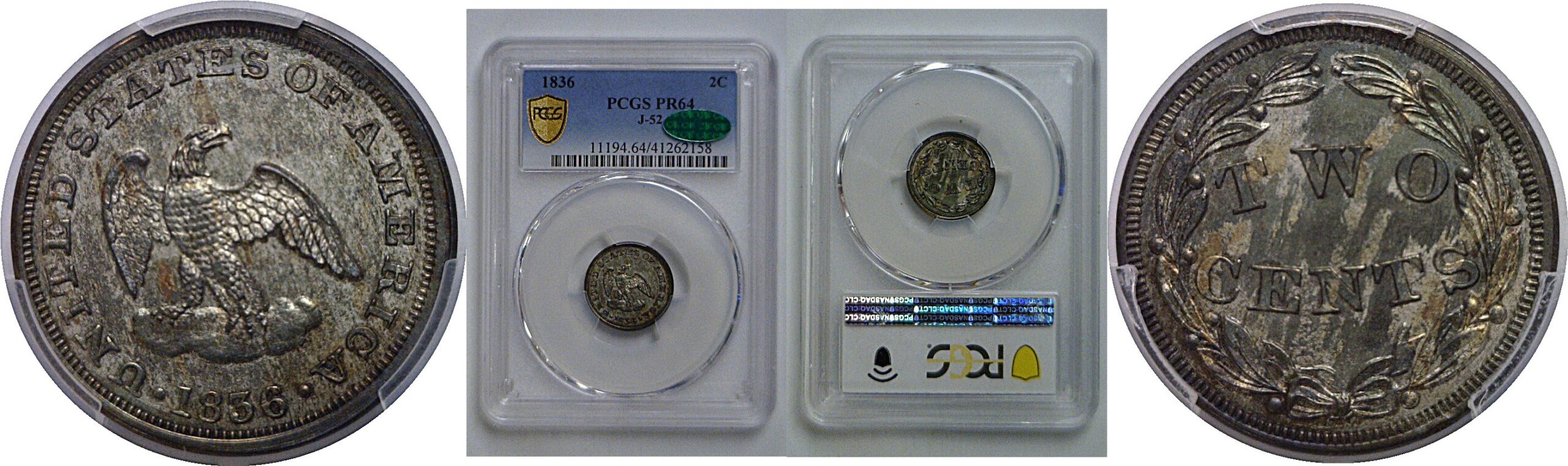 1836 Two Cent Pattern   J-52    PCGS PR-64  CAC
