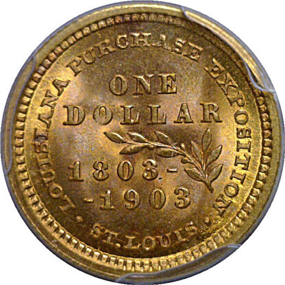 1903 $1 La. Purchase - Jefferson Gold Commemorative   PCGS MS-67 - Image 3