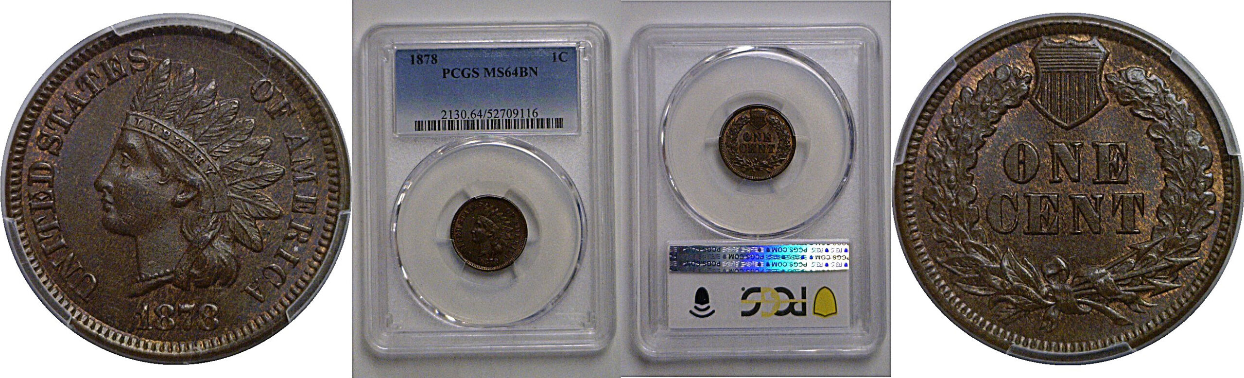 1878 Indian Head Cent   PCGS MS-64 BN
