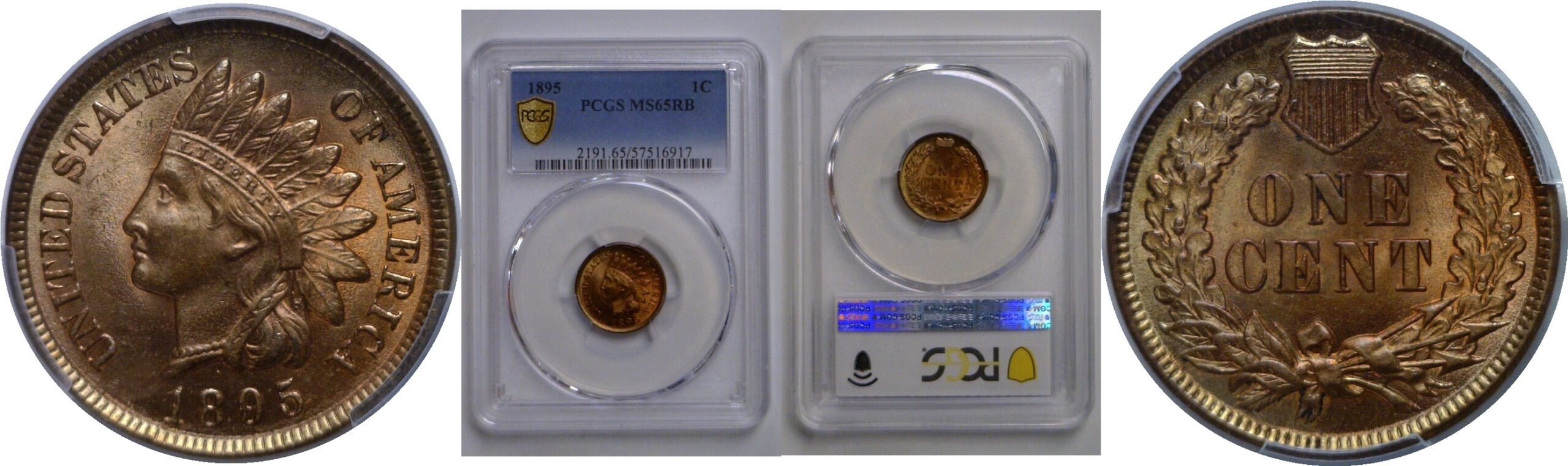 1895 Indian Head Cent   PCGS MS-65 RB
