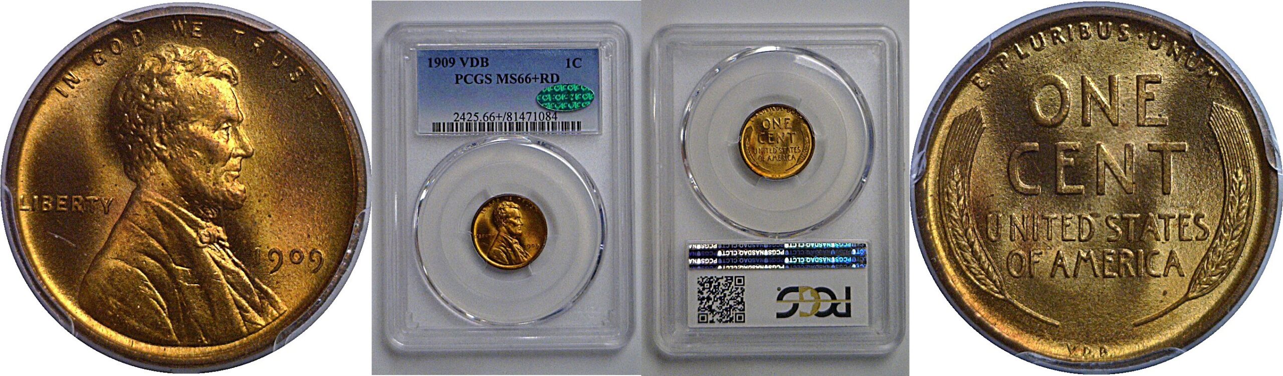 1909-VDB Lincoln Cent   PCGS MS-66+ RD  CAC