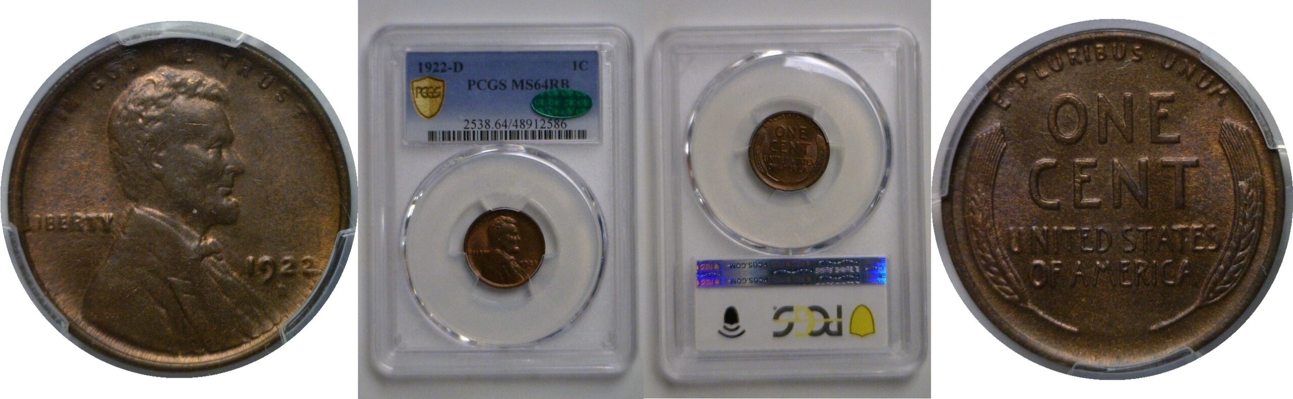 1922-D Lincoln Cent    PCGS MS-64 RB  CAC