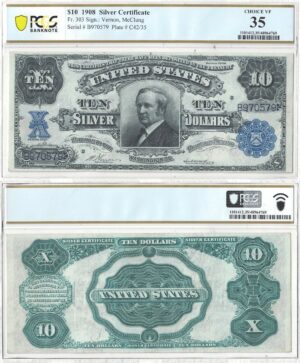 1908 $10 Silver Certificate Fr-303 PCGS VF-35