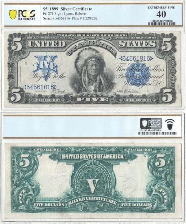 1899 $5 Silver Certificate Fr-271 PCGS XF-40