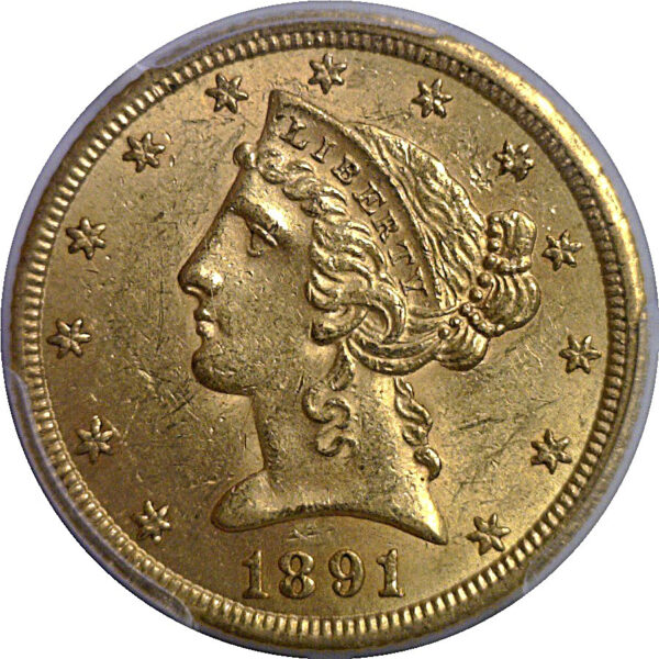 1891-CC $5 Liberty   PCGS MS-63 - Image 2