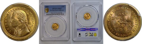 1903 $1 La. Purchase - Jefferson Gold Commemorative   PCGS MS-67