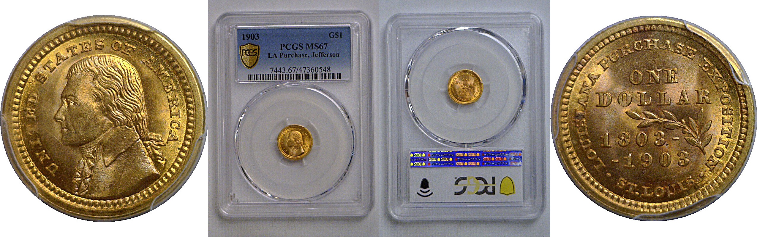 1903 $1 La. Purchase - Jefferson Gold Commemorative   PCGS MS-67