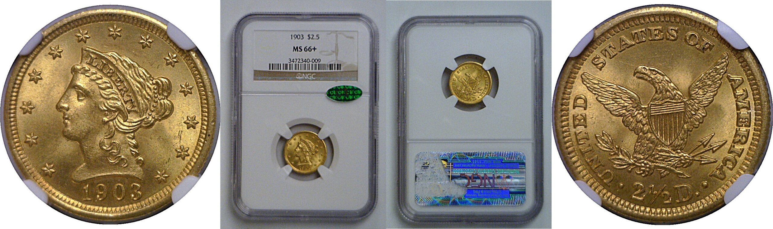 1903 $2 1/2 Liberty   NGC MS-66+ CAC