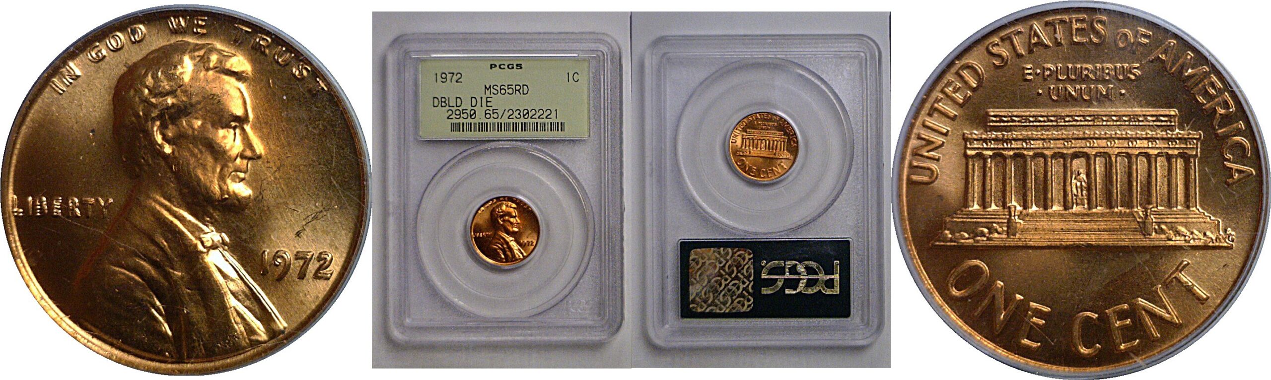 1972 Doubled Die Obverse  Lincoln Cent   PCGS MS-65 RD
