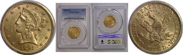 1891-CC $5 Liberty   PCGS MS-63