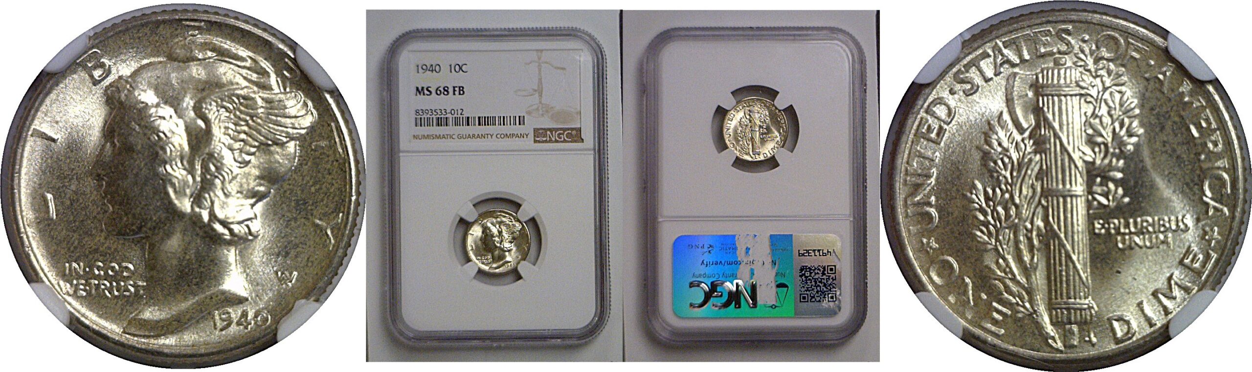 1940 Mercury Dime   NGC MS-68 FB