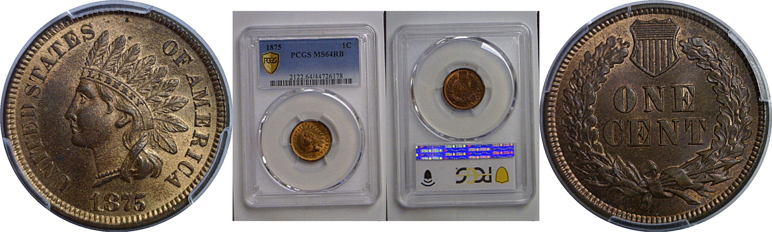 1875 Indian Head Cent   PCGS MS-64 RB
