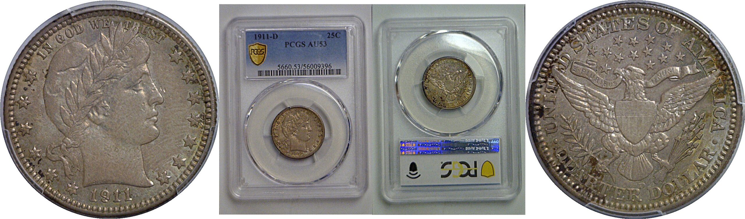 1911-D Barber Quarter   PCGS AU-53