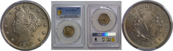 1891 Liberty Nickel   PCGS MS-62