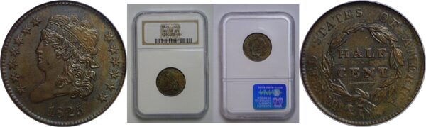 1825 Half Cent   NGC AU-58