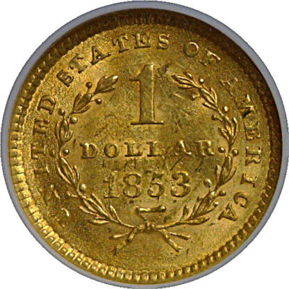 1853 One Dollar Gold Coin   NGC MS-63 - Image 3
