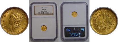 1853 One Dollar Gold Coin   NGC MS-63