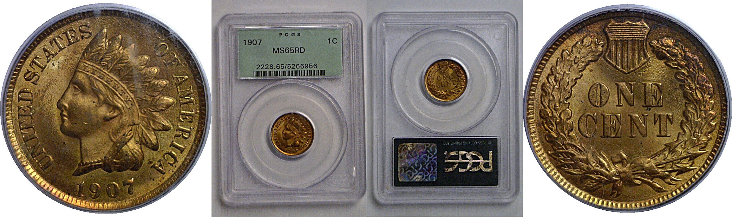 1907 Indian Head Cent   PCGS MS-65 rd