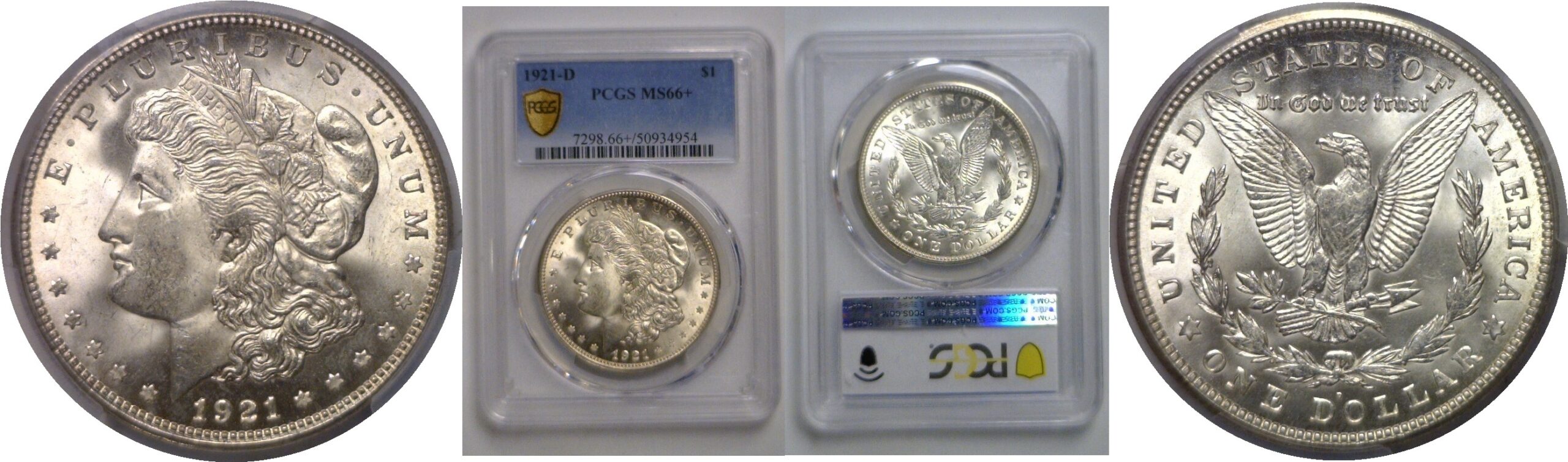 1921-D Morgan Dollar    PCGS MS-66+
