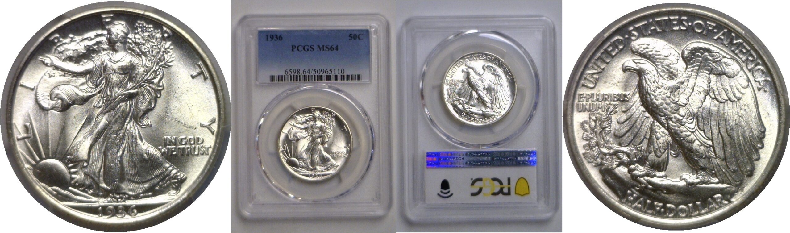 1936 Walking Liberty   PCGS MS-64