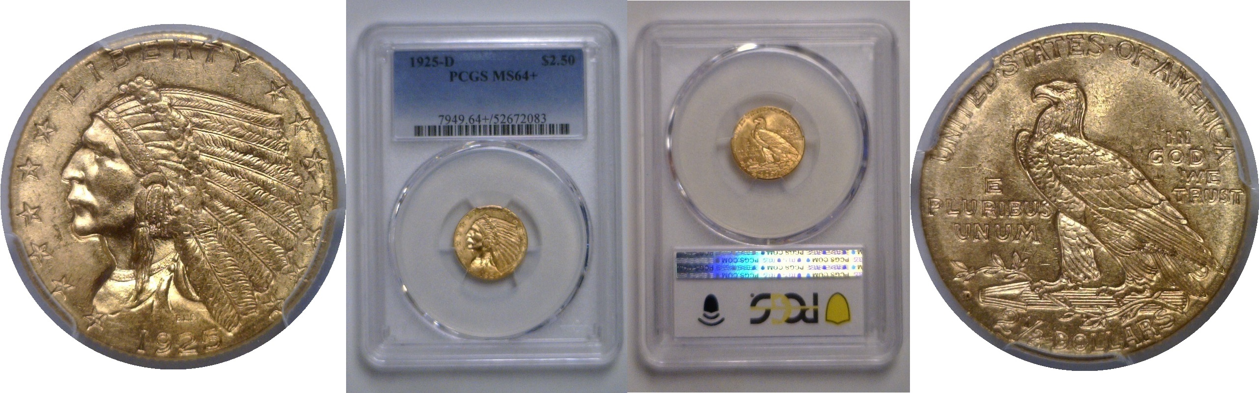 1925-D $2 1/2 Indian   PCGS MS-64+
