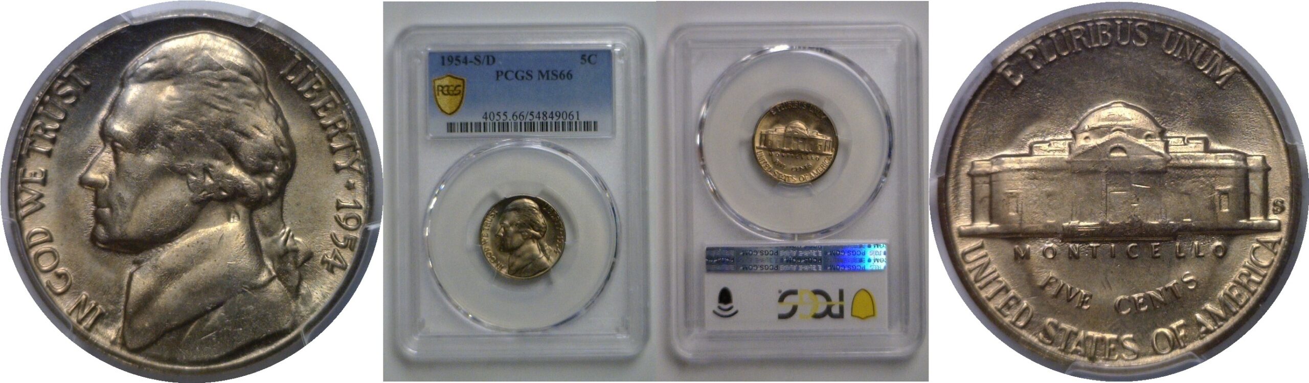 1954-S/D Jefferson Nickel    PCGS MS-66