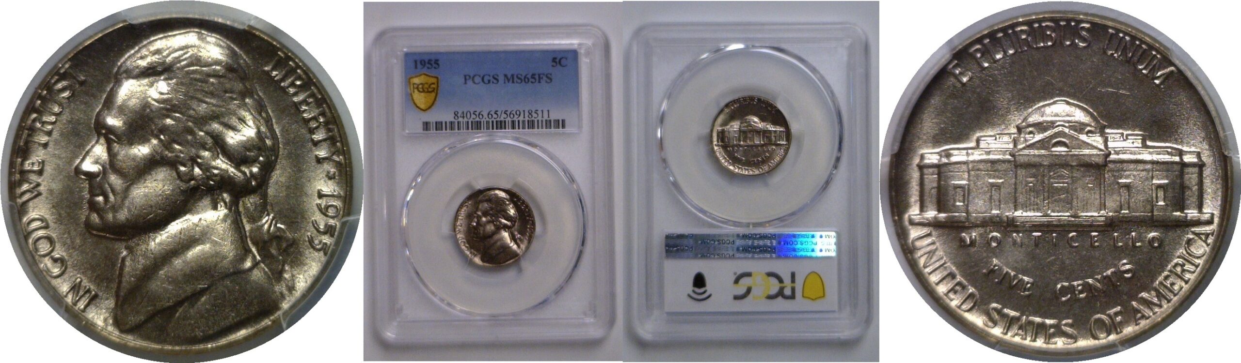 1955 Jefferson Nickel    PCGS MS-65 FS