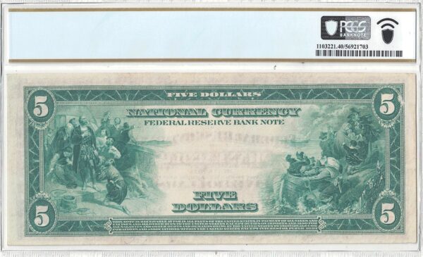 1918 $5 Federal Reserve Bank Note Fr-799 PCGS XF-40 - Image 3