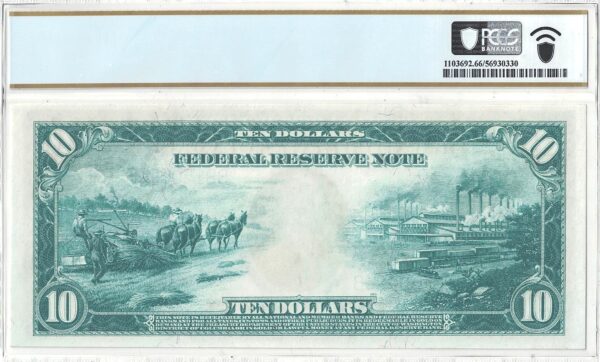 1914 $10 Federal Reserve Note Fr-911a PCGS Gem CU-66 PPQ - Image 3