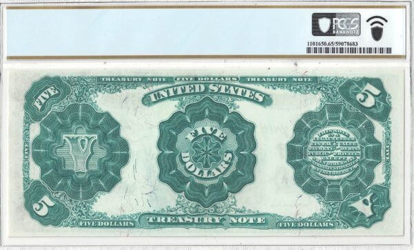 1891 $5 Treasury Note Fr-363 PCGS Gem CU-65 PPQ - Image 3