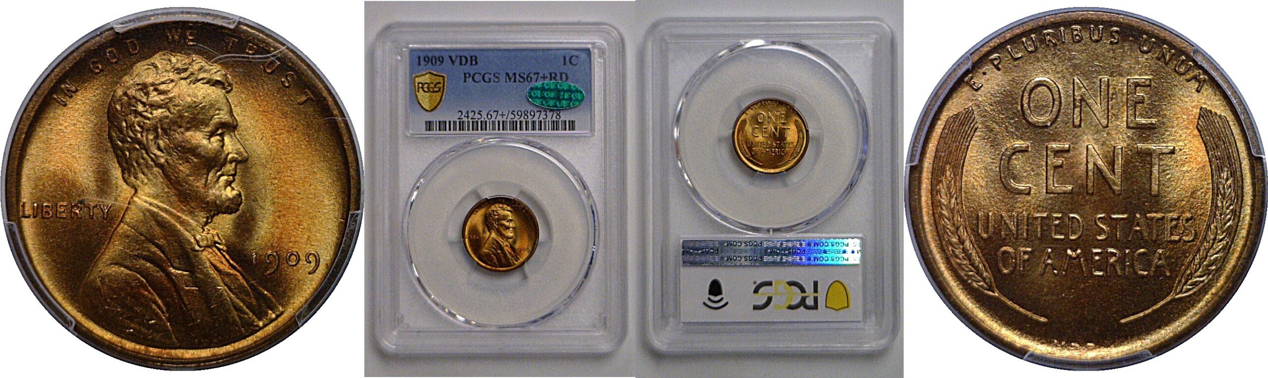 1909-VDB Lincoln Cent   PCGS MS-67+ RD  CAC