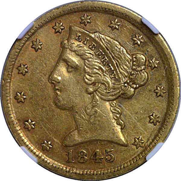 1845-D $5 Liberty   NGC AU-55 - Image 2