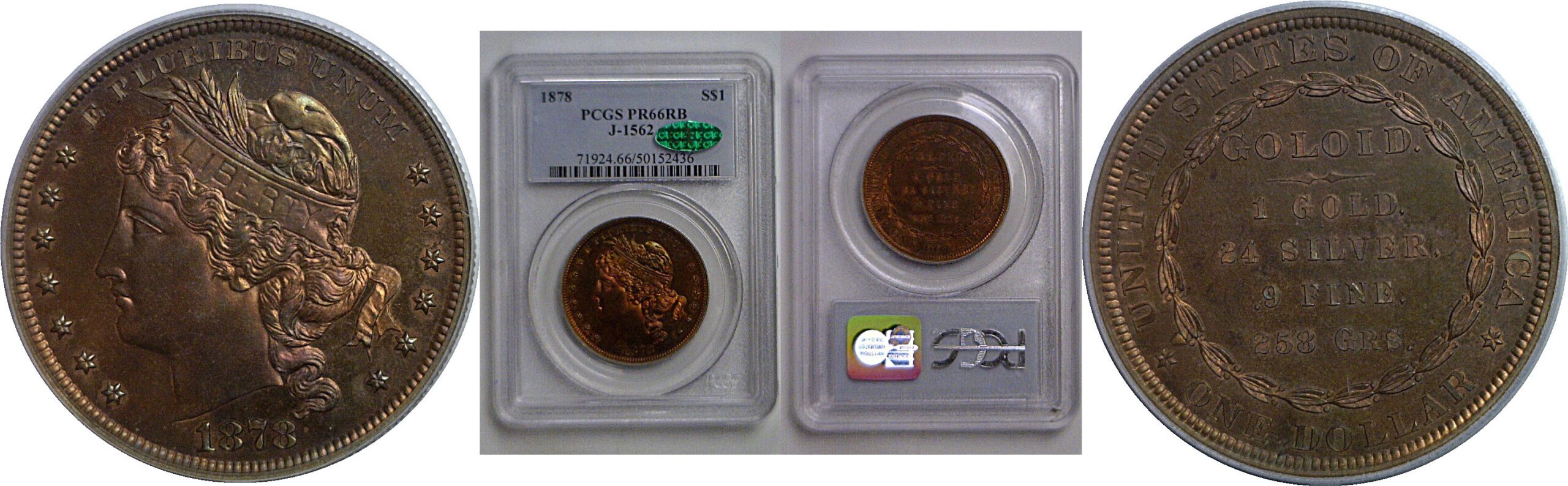 1878 Pattern Dollar  Judd-1562   PCGS PR-66 RB  CAC
