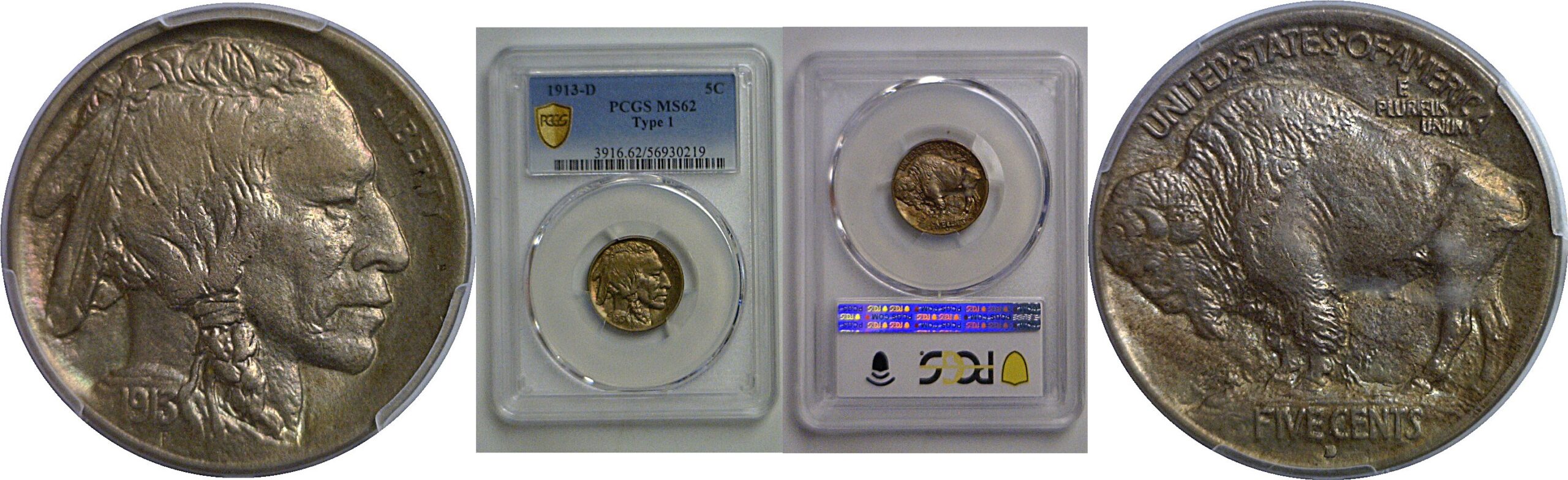 1913-D T-1  Buffalo Nickel   PCGS MS-62