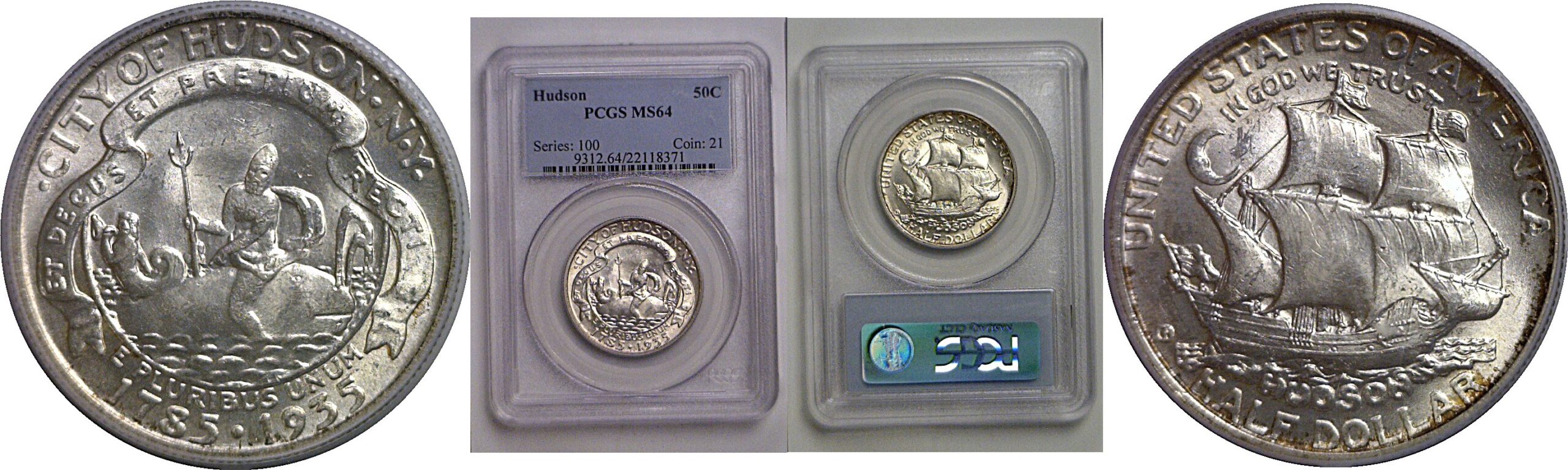 1935 Hudson Commemorative Half Dollar  PCGS MS-64
