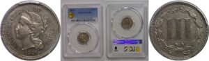 1879 Nickel Three Cent   PCGS AU-55
