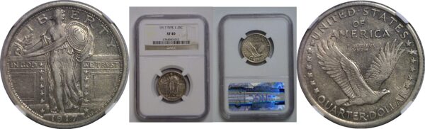1917 T-1  Standing Liberty Quarter   NGC XF-40