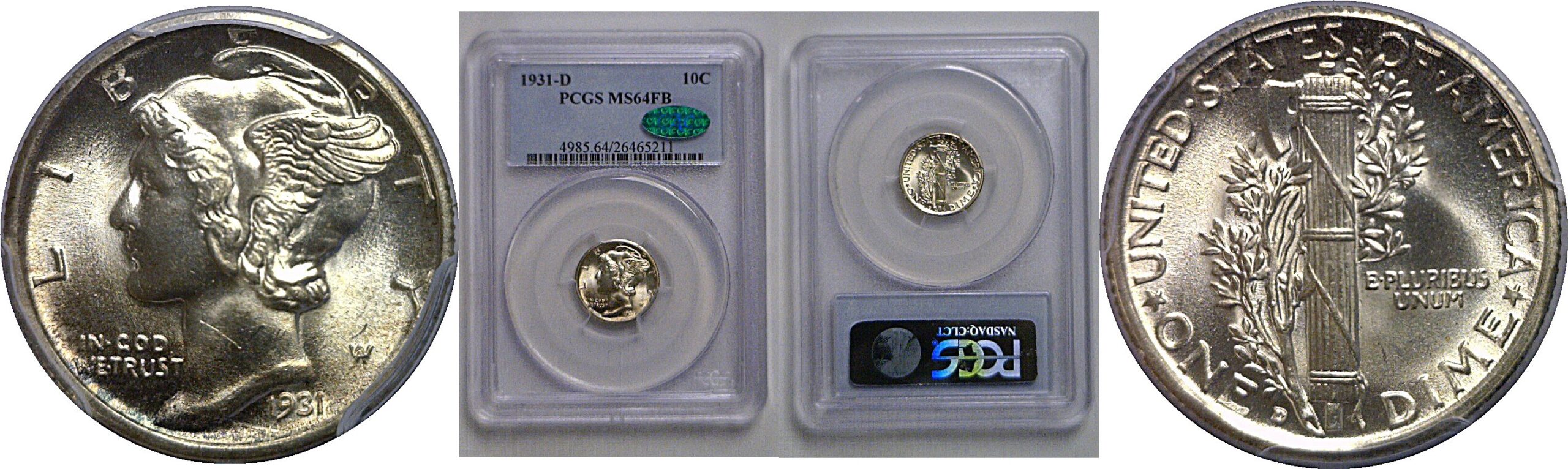 1931-D Mercury Dime   PCGS MS-64 FB  CAC